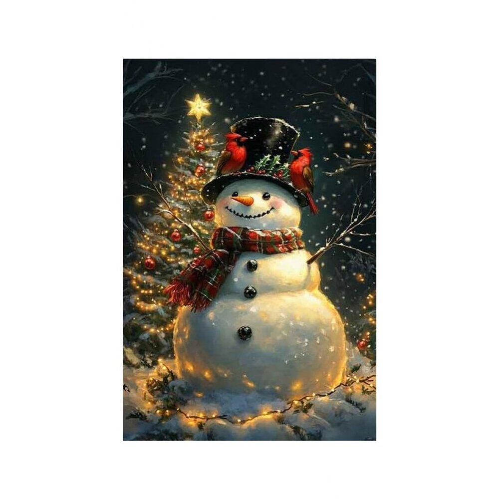 Seasonal Snowman Unframed Canvas Wall Art  24" X 36"